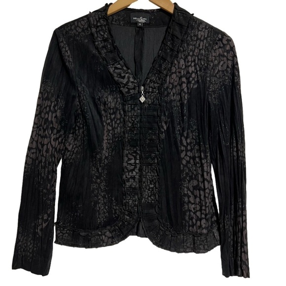 BELLISSIMA Faux Suede Leopard Print Zip Up Jacket, Size 10,-#327 - Picture 1 of 13